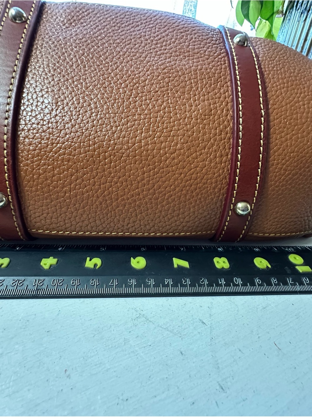 Dooney & Bourke Rustic Brown Pebbled Leather Domed Tassel Satchel - Picture 7 of 12